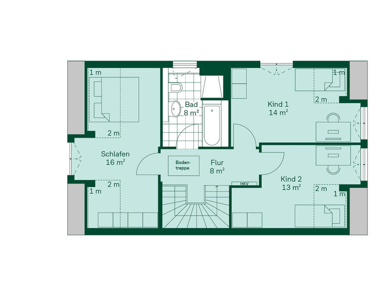 Grundriss vom Doppelhaus  im Projekt Pütnitzwiese