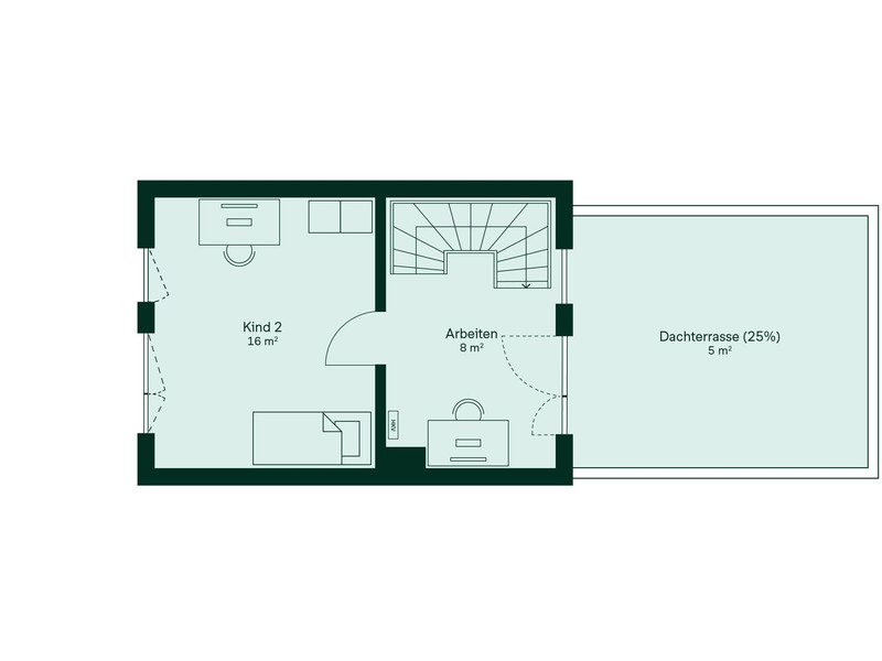 Mit Arbeitszimmer und angrenzender Dachterrasse