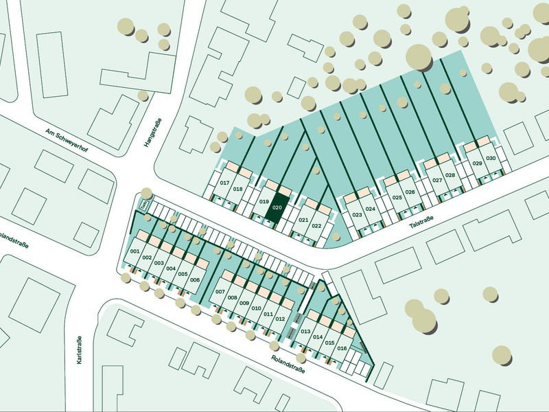 Lageplan des Doppelhauses im Projekt Wurmtalgärten