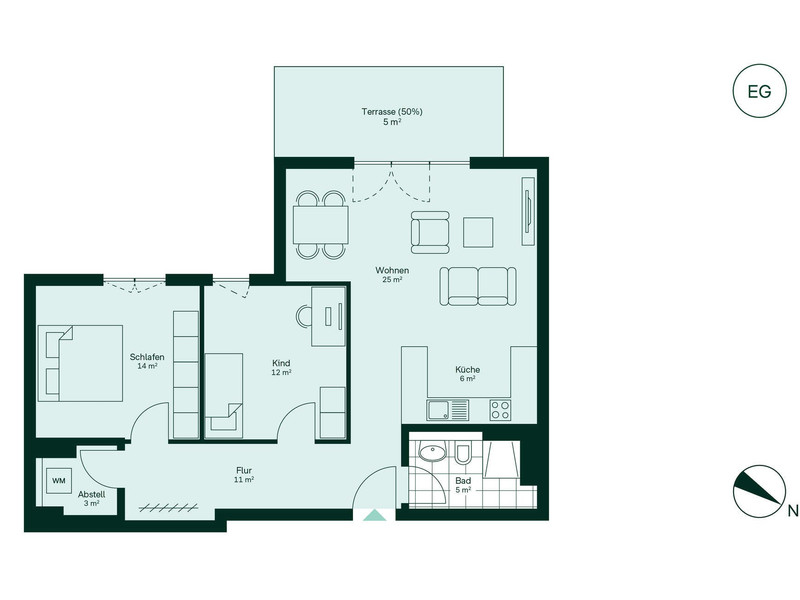 Grundriss der Eigentumswohnung im Projekt Römerquartier