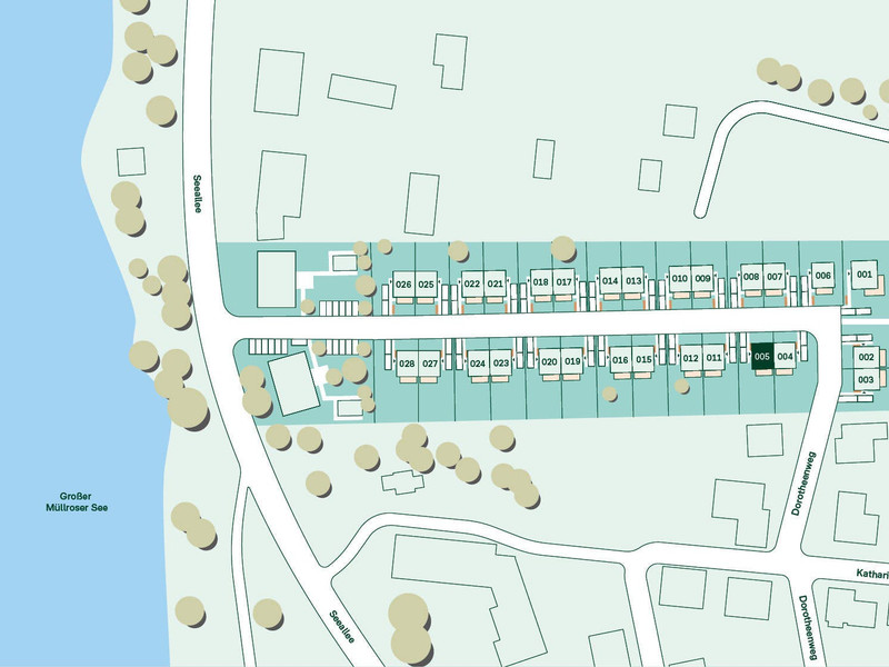 Lageplan des Doppelhauses im Neubauprojekt Seequartier