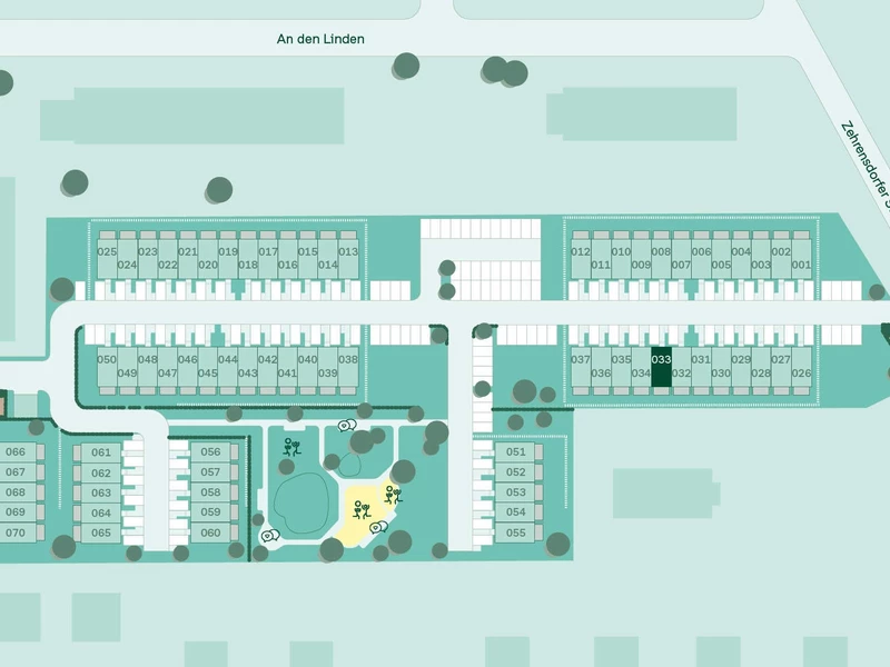 Lageplan des Reihenhaus im Projekt Fontaneviertel