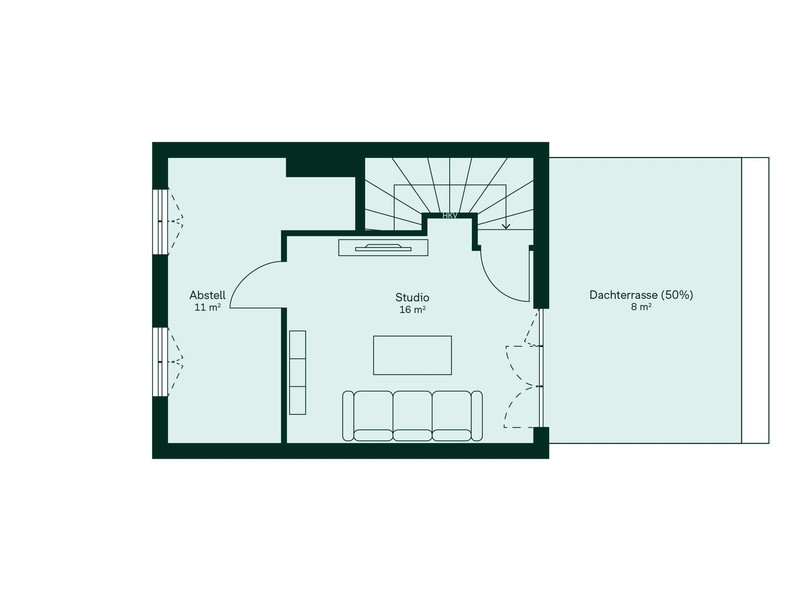 Lichtdurchflutetes Dachgeschoss mit angrenzender Dachterrasse