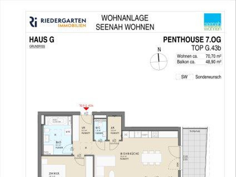 2 Zimmerpenthouse mit riesiger Terrasse in bester Lage!