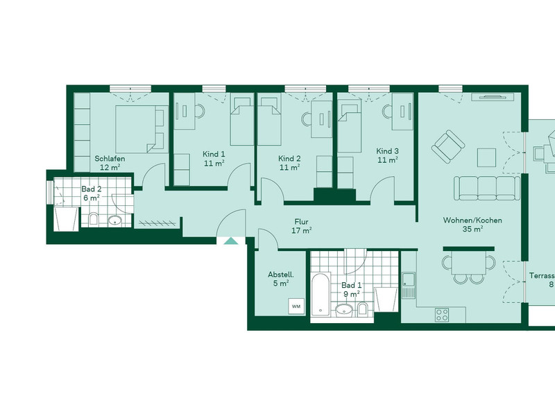 Grundriss der Eigentumswohnung 051 im Neubauprojekt Stadthäuser 