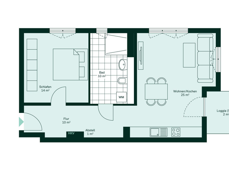 Komfortabler Grundriss mit angrenzender Loggia