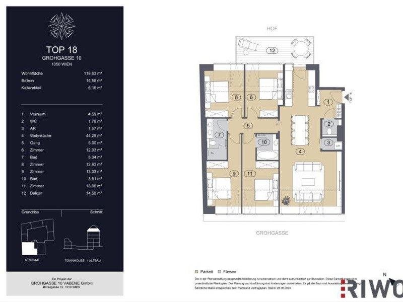 GROHGASSE 10 | hochwertig ausgestattete 5-Zimmer Dachgeschoßwohnung mit hofseitigem Balkon | Fernw