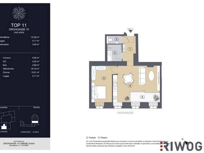 GROHGASSE 10 | hochwertig ausgestattete 2-Zimmer Altbauwohnung mit sonniger Loggia | Erstbezug nach 