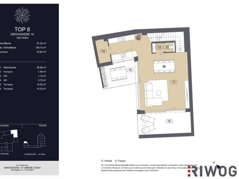 GROHGASSE 10 | innenhofseitige 4-Zimmer Maisonette-Wohnung mit herausragender Dachterrasse komplett 