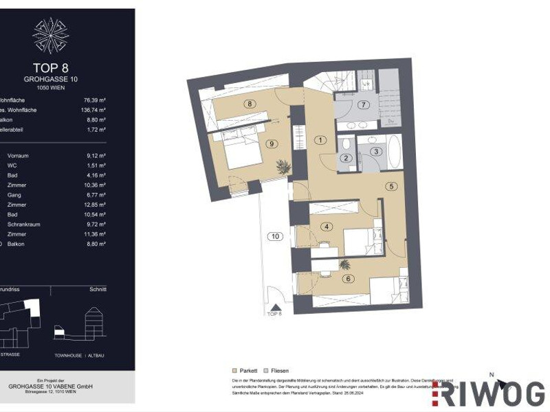 GROHGASSE 10 | innenhofseitige 4-Zimmer Maisonette-Wohnung mit herausragender Dachterrasse komplett 