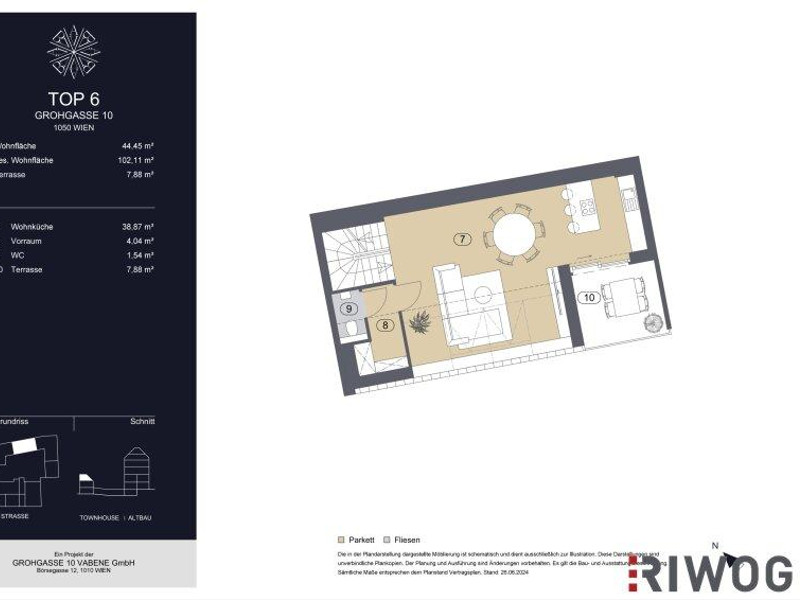 GROHGASSE 10 | südseitige 3-Zimmer Maisonette-Wohnung mit herausragender Dachterrasse | Fernwärme 