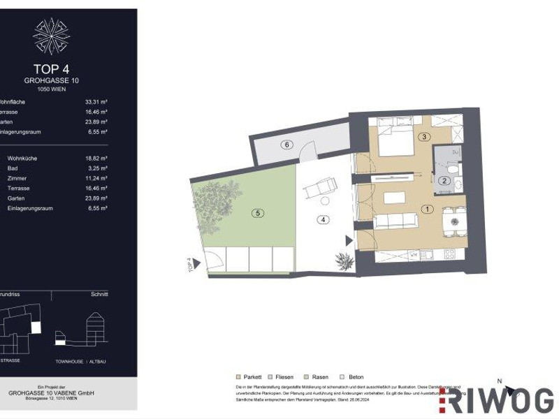 GROHGASSE 10 | exklusiv ausgestattete 2-Zimmer Gartenwohnung in absoluter Hofruhelage | Fernwärme p