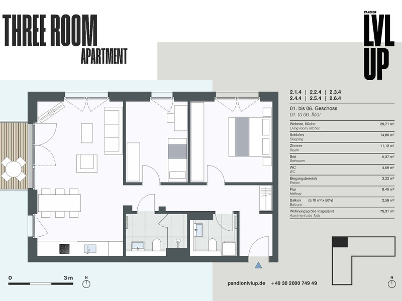 Grundriss WE 2.2.4