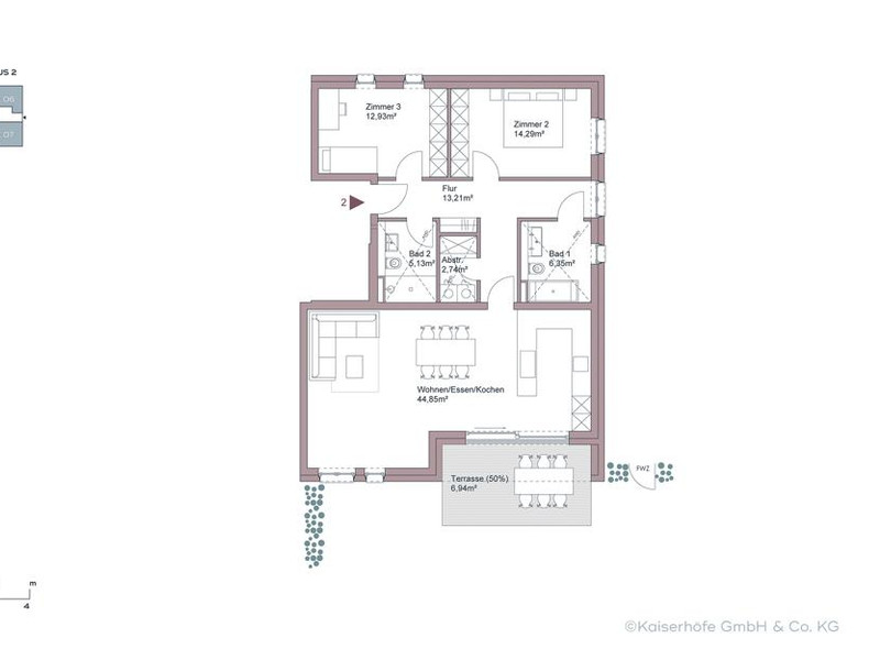 ┬®Kaiserhöfe Krefeld_Grundriss WE02