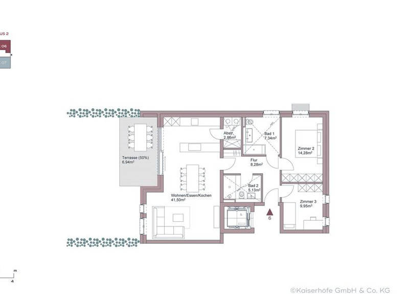 ┬®Kaiserhöfe Krefeld_Grundriss WE06