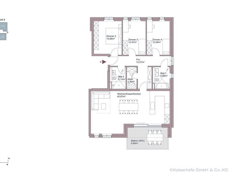 ┬®Kaiserhöfe Krefeld_Grundriss WE04