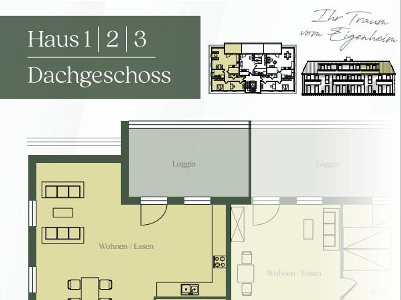 Geräumige 3-Zimmer-Dachgeschoßwohnung mit großer Loggia und freien Blick in den Schlosspark