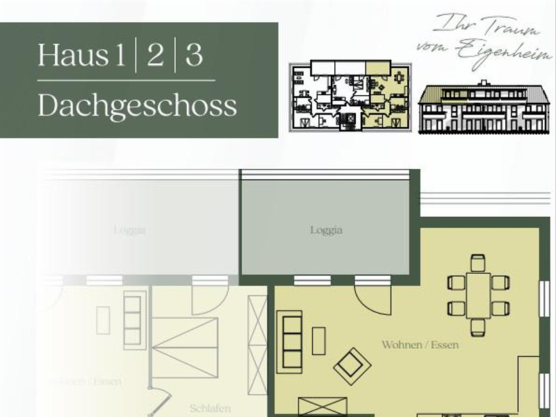 Geräumige 3-Zimmer-Dachgeschoßwohnung mit großer Loggia und freien Blick in den Schlosspark