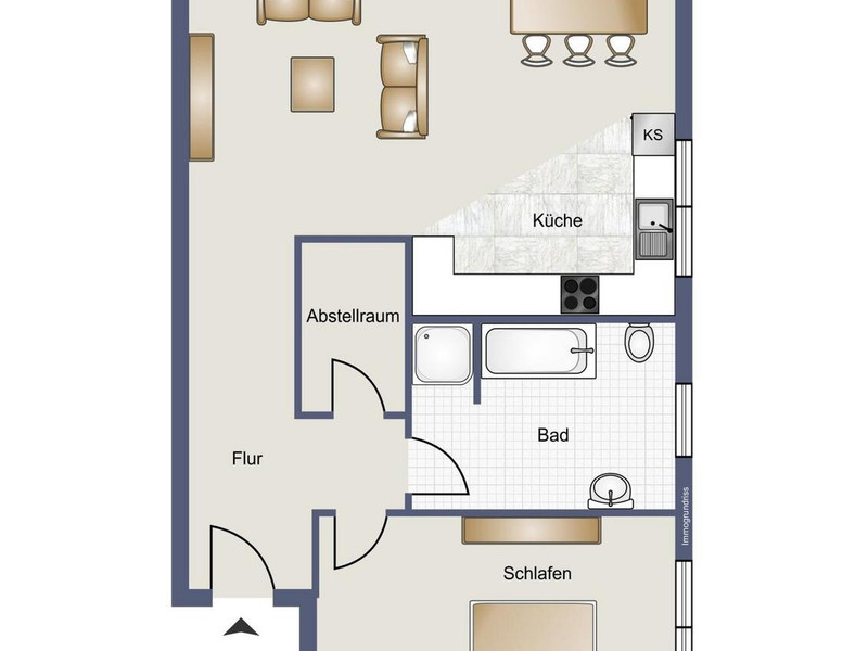 Grundrissskizze, WE 02, EG rechts