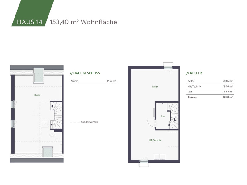 Grundriss DG und KG