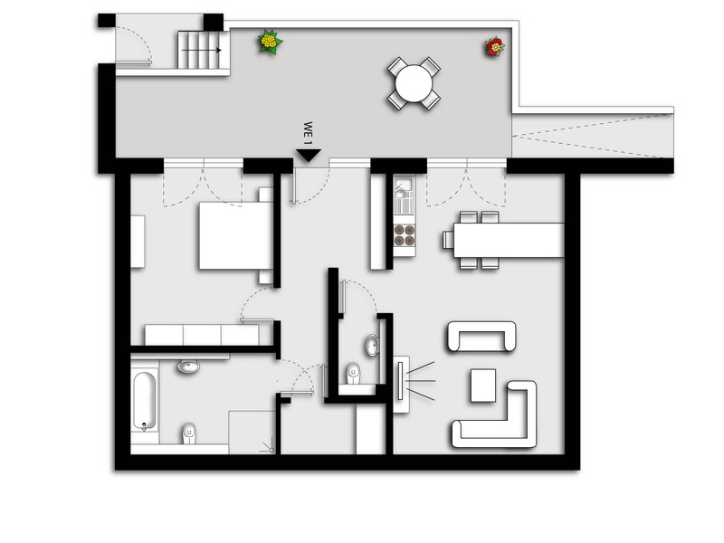 Moderne Wohnung im Gartengeschoss