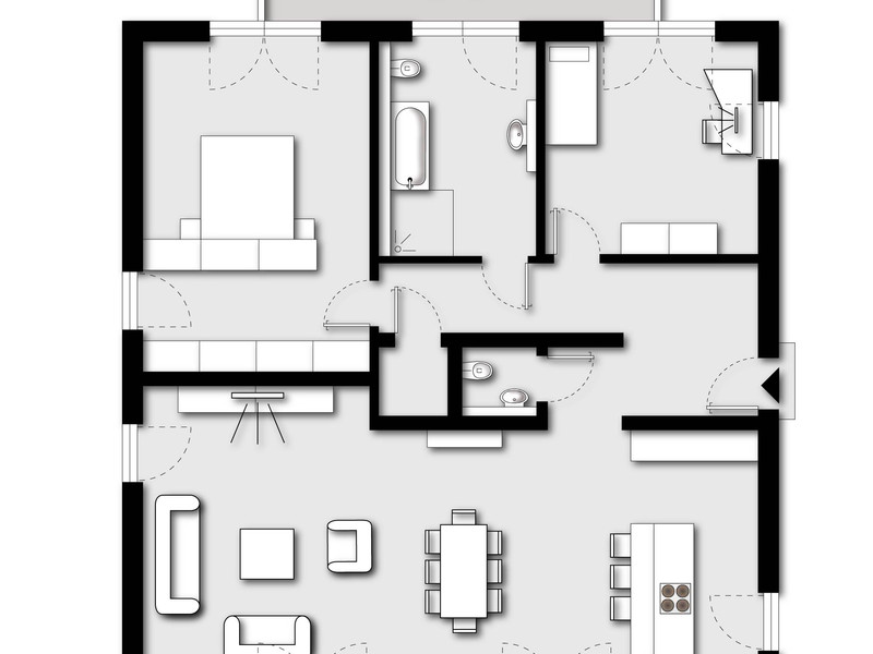 Moderne Wohnung mit zwei Balkonen